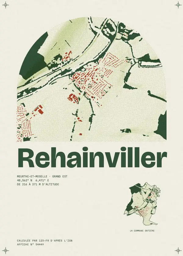 Affiche de Rehainviller, calculée par 123-fr d'après l'IGN
