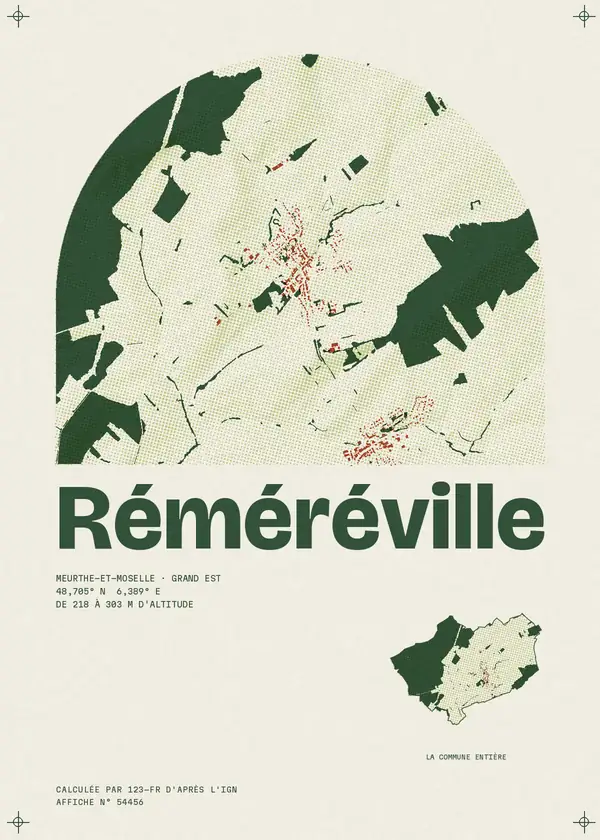 Affiche de Réméréville, calculée par 123-fr d'après l'IGN