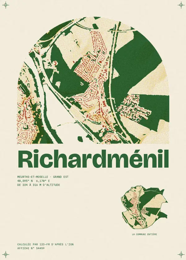 Affiche de Richardménil, calculée par 123-fr d'après l'IGN