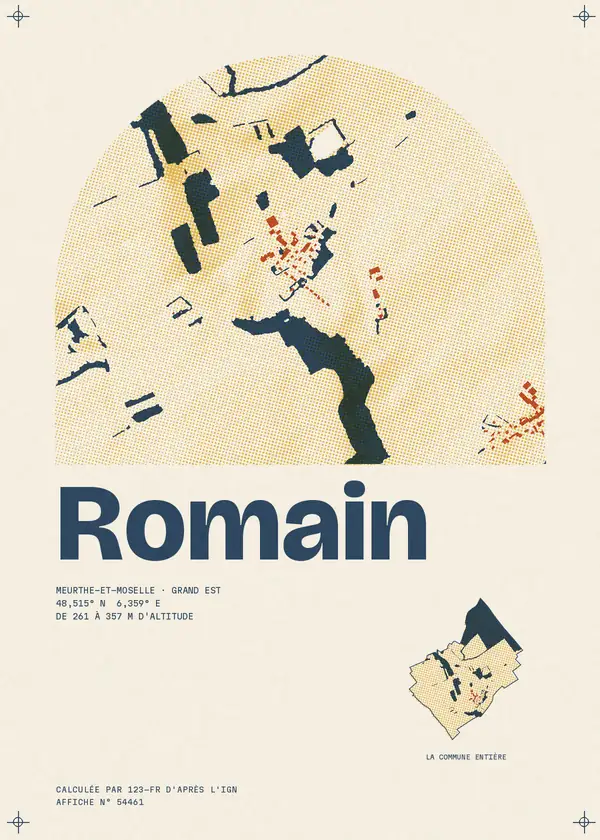 Affiche de Romain, calculée par 123-fr d'après l'IGN