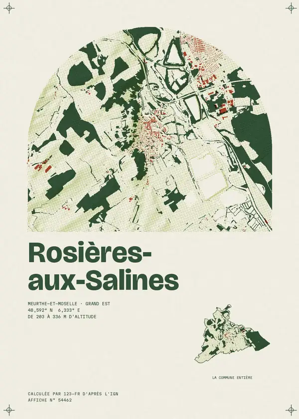 Affiche de Rosières-aux-Salines, calculée par 123-fr d'après l'IGN