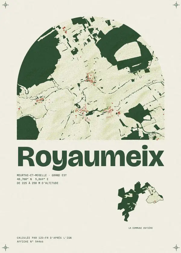 Affiche de Royaumeix, calculée d'après l'IGN