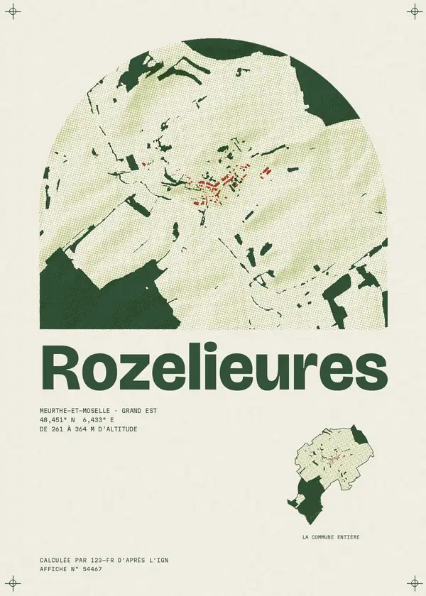 Affiche de Rozelieures, calculée par 123-fr d'après l'IGN