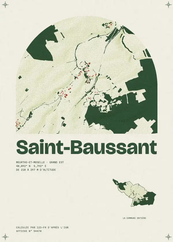 Affiche de Saint-Baussant, calculée par 123-fr d'après l'IGN