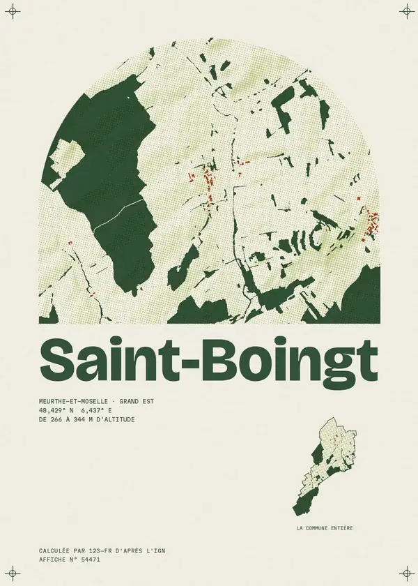 Affiche de Saint-Boingt, calculée par 123-fr d'après l'IGN