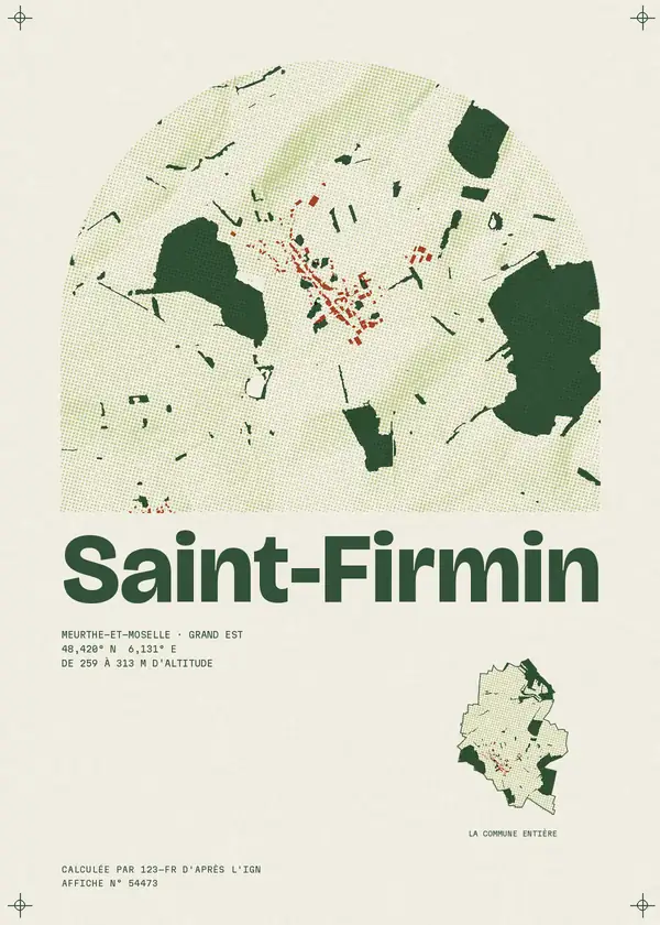 Affiche de Saint-Firmin, calculée par 123-fr d'après l'IGN