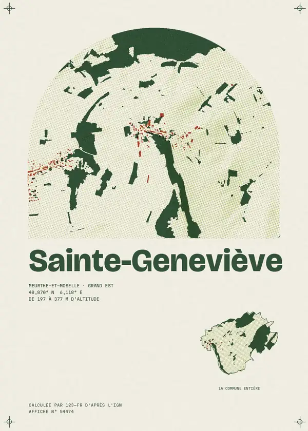 Affiche de Sainte-Geneviève, calculée par 123-fr d'après l'IGN