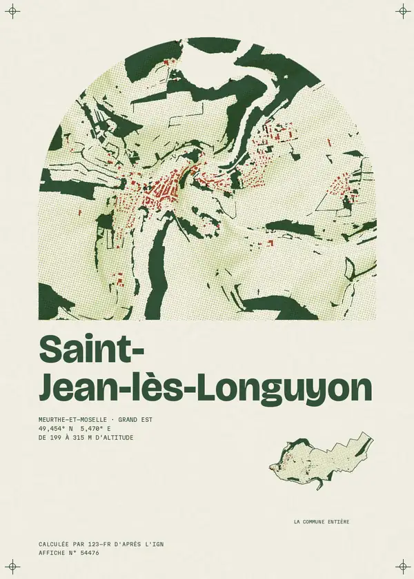 Affiche de Saint-Jean-lès-Longuyon, calculée par 123-fr d'après l'IGN