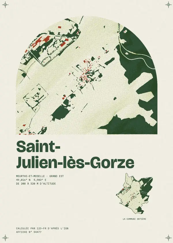 Affiche de Saint-Julien-lès-Gorze, calculée par 123-fr d'après l'IGN