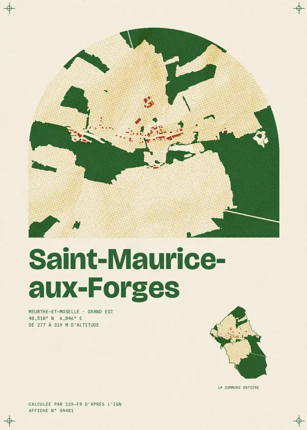 Affiche de Saint-Maurice-aux-Forges, calculée par 123-fr d'après l'IGN
