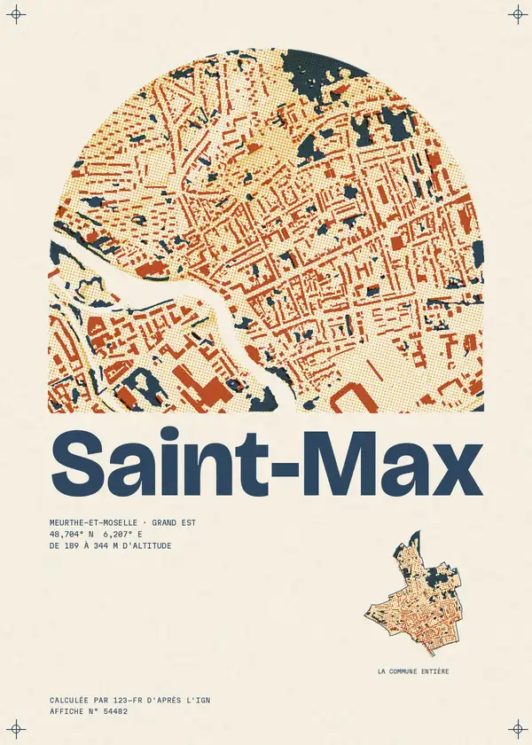 Affiche de Saint-Max, calculée par 123-fr d'après l'IGN