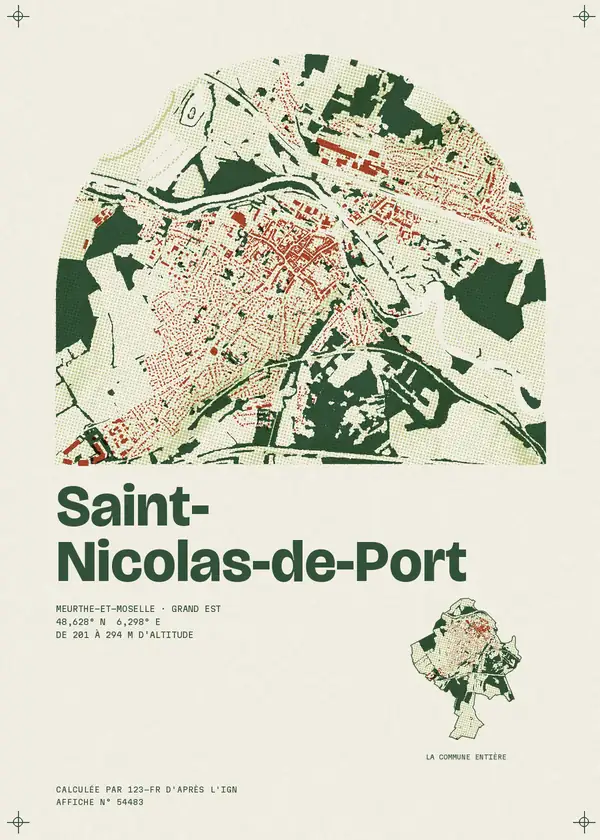 Affiche de Saint-Nicolas-de-Port, calculée par 123-fr d'après l'IGN