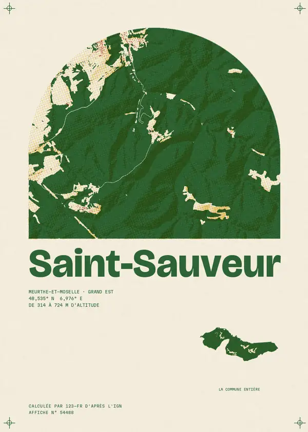 Affiche de Saint-Sauveur, calculée par 123-fr d'après l'IGN