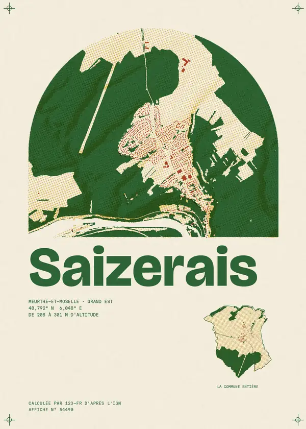 Affiche de Saizerais, calculée par 123-fr d'après l'IGN