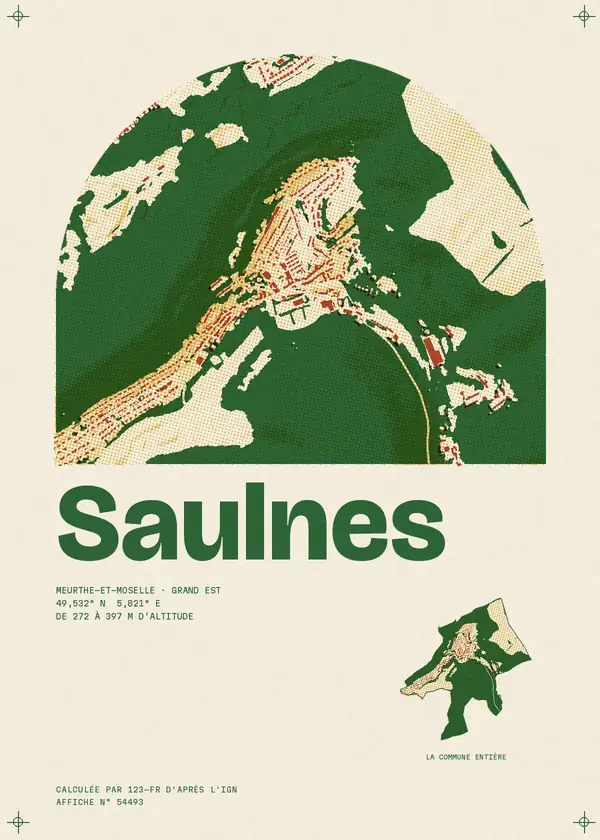 Affiche de Saulnes, calculée par 123-fr d'après l'IGN