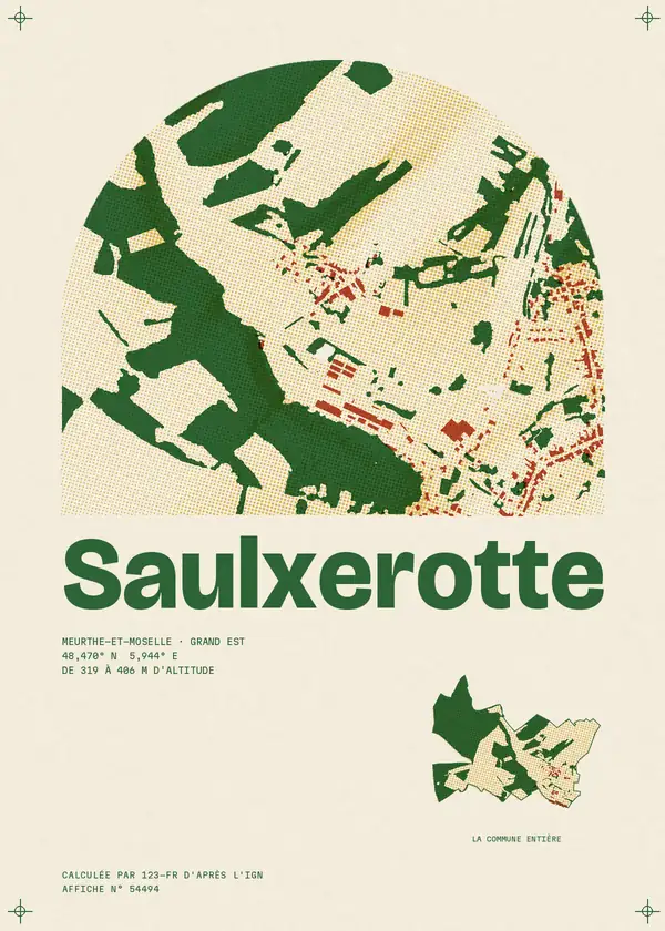 Affiche de Saulxerotte, calculée par 123-fr d'après l'IGN