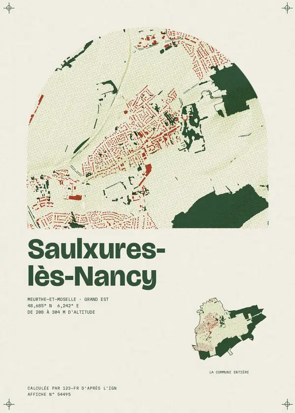 Affiche de Saulxures-lès-Nancy, calculée par 123-fr d'après l'IGN