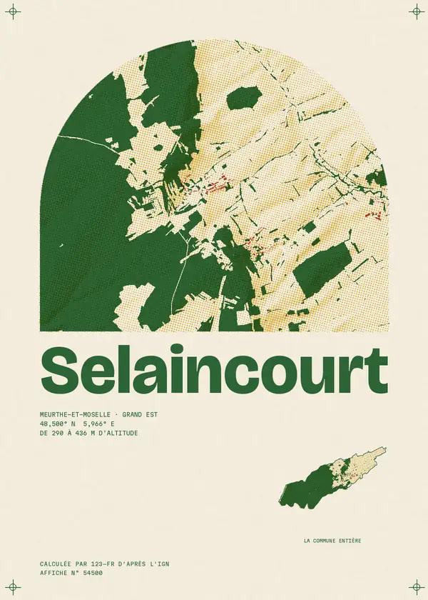 Affiche de Selaincourt, calculée par 123-fr d'après l'IGN