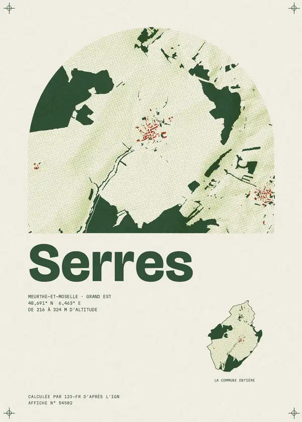 Affiche de Serres, calculée par 123-fr d'après l'IGN