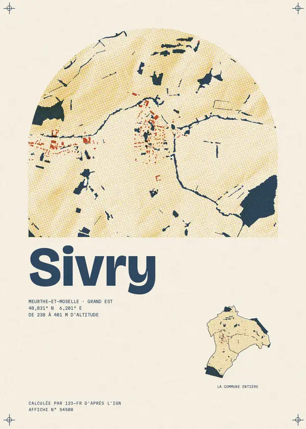 Affiche de Sivry, calculée par 123-fr d'après l'IGN