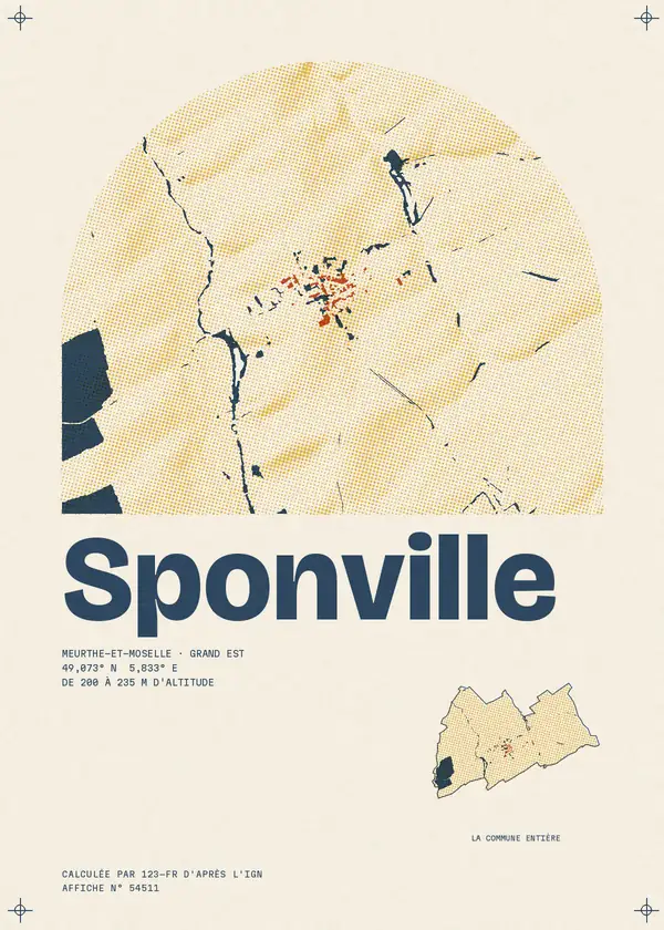 Affiche de Sponville, calculée par 123-fr d'après l'IGN