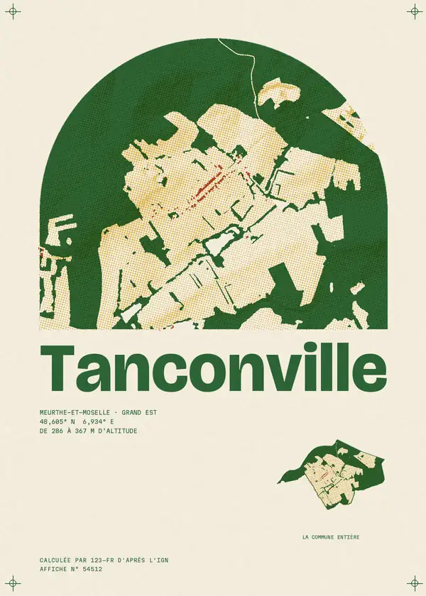 Affiche de Tanconville, calculée par 123-fr d'après l'IGN