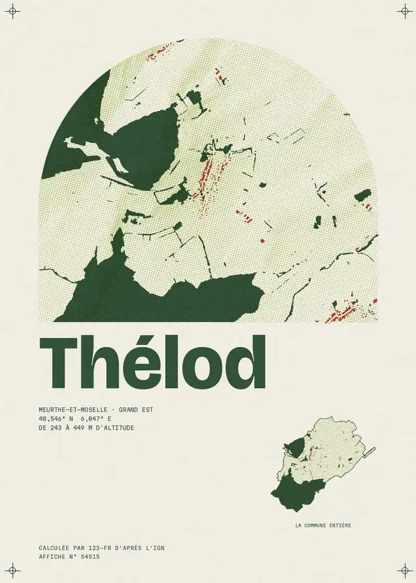 Affiche de Thélod, calculée par 123-fr d'après l'IGN