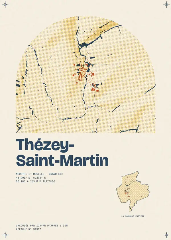 Affiche de Thézey-Saint-Martin, calculée par 123-fr d'après l'IGN