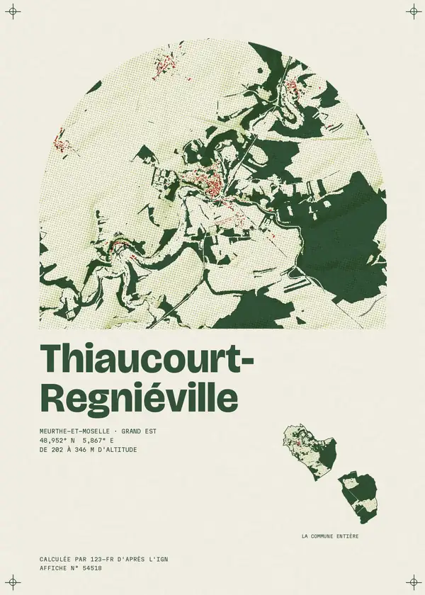 Affiche de Thiaucourt-Regniéville, calculée par 123-fr d'après l'IGN