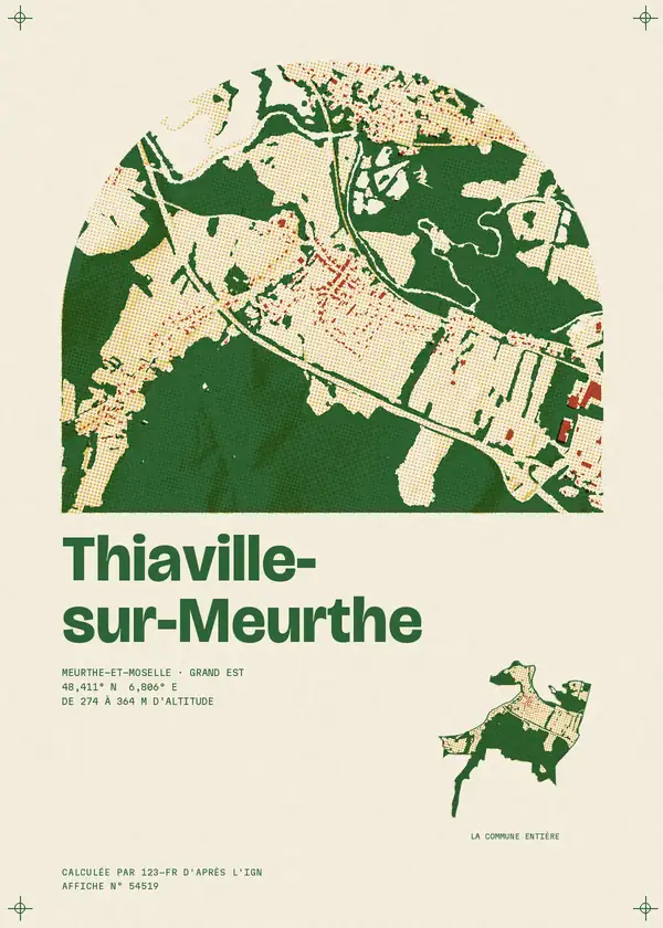 Affiche de Thiaville-sur-Meurthe, calculée par 123-fr d'après l'IGN