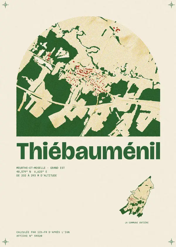 Affiche de Thiébauménil, calculée par 123-fr d'après l'IGN
