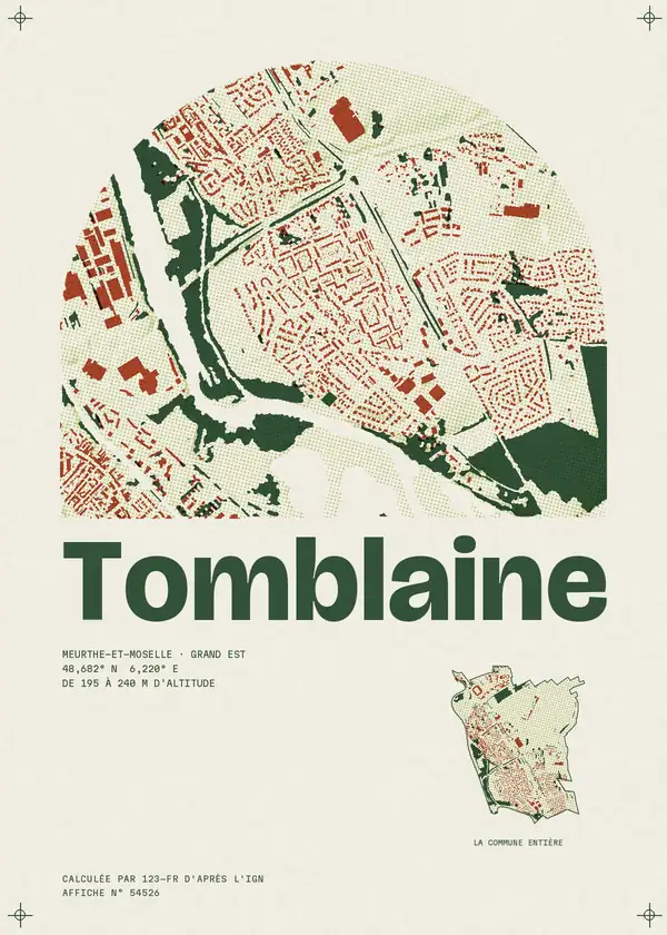 Affiche de Tomblaine, calculée par 123-fr d'après l'IGN