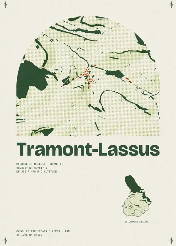 Affiche de Tramont-Lassus, calculée par 123-fr d'après l'IGN