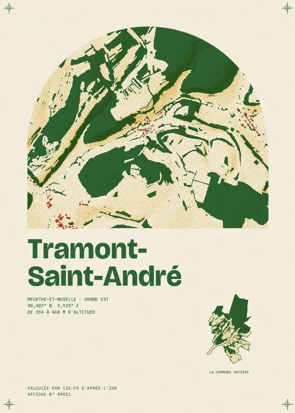 Affiche de Tramont-Saint-André, calculée par 123-fr d'après l'IGN