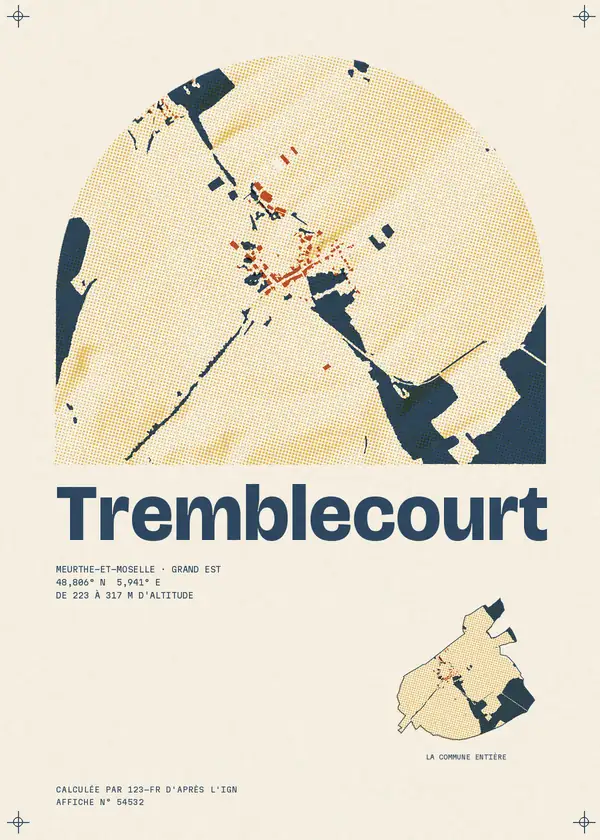 Affiche de Tremblecourt, calculée par 123-fr d'après l'IGN