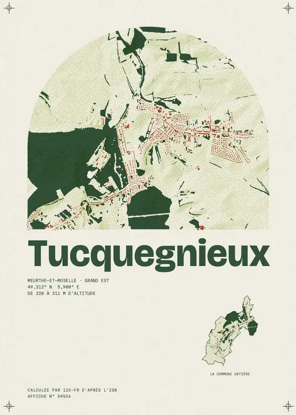Affiche de Tucquegnieux, calculée par 123-fr d'après l'IGN