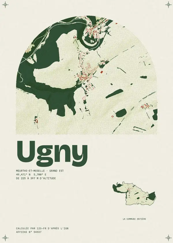 Affiche de Ugny, calculée par 123-fr d'après l'IGN