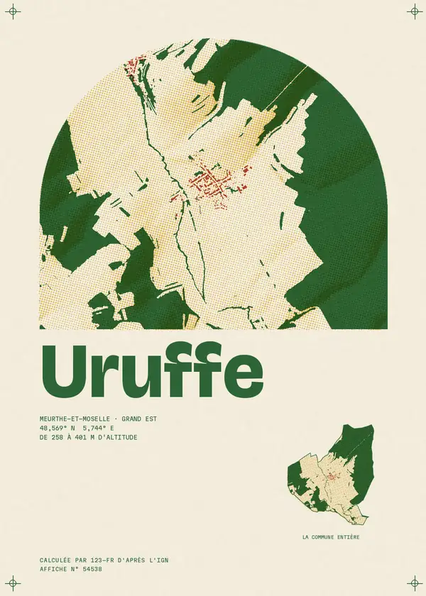 Affiche de Uruffe, calculée par 123-fr d'après l'IGN