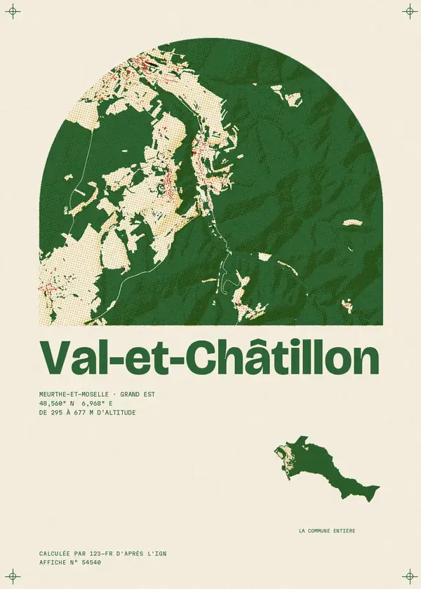Affiche de Val-et-Châtillon, calculée par 123-fr d'après l'IGN