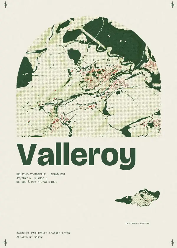 Affiche de Valleroy, calculée par 123-fr d'après l'IGN
