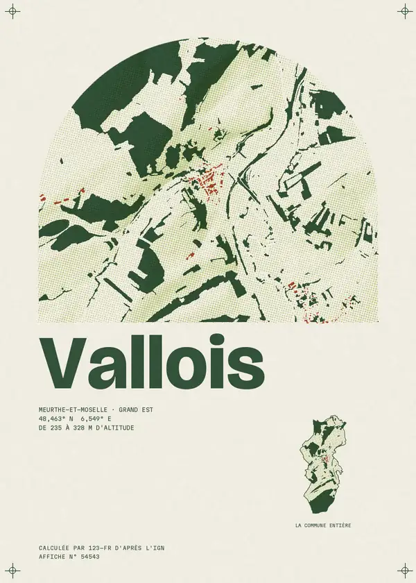 Affiche de Vallois, calculée par 123-fr d'après l'IGN
