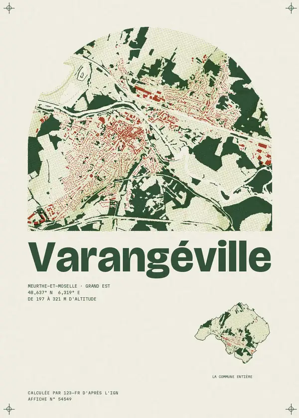 Affiche de Varangéville, calculée par 123-fr d'après l'IGN