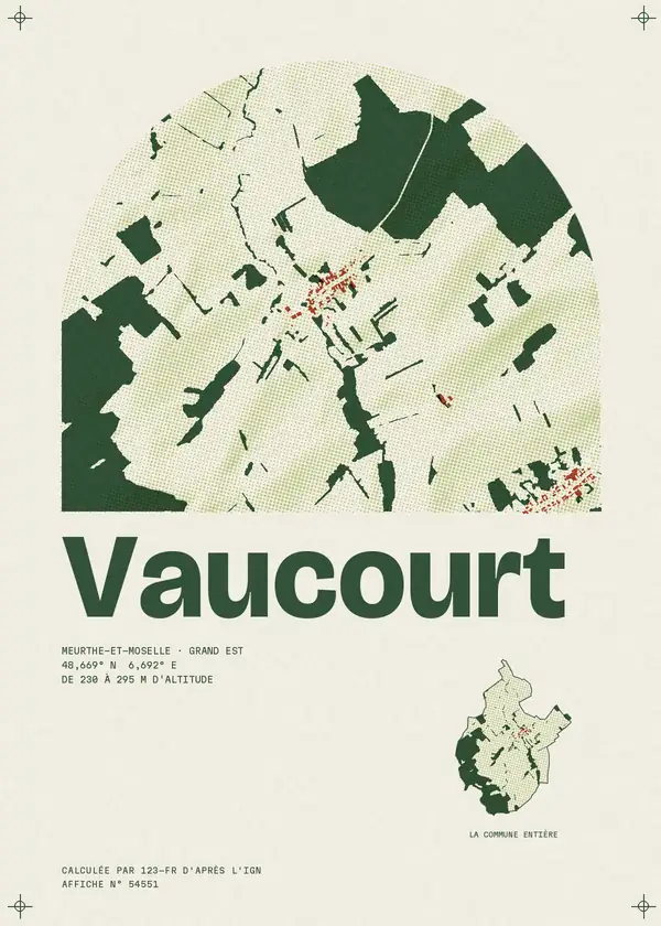 Affiche de Vaucourt, calculée par 123-fr d'après l'IGN