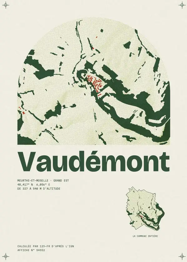 Affiche de Vaudémont, calculée par 123-fr d'après l'IGN