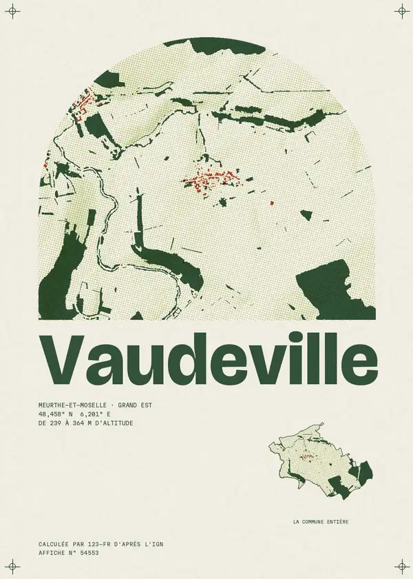 Affiche de Vaudeville, calculée par 123-fr d'après l'IGN