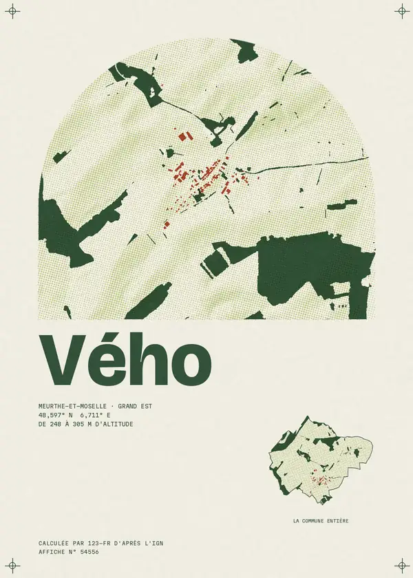 Affiche de Vého, calculée par 123-fr d'après l'IGN
