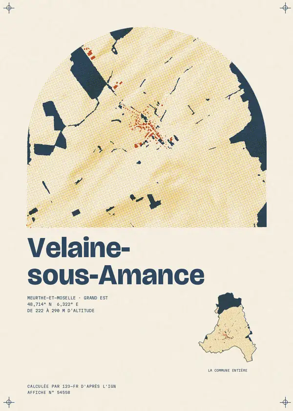 Affiche de Velaine-sous-Amance, calculée par 123-fr d'après l'IGN