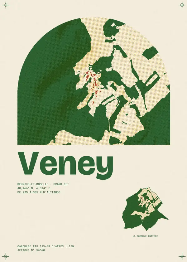 Affiche de Veney, calculée par 123-fr d'après l'IGN