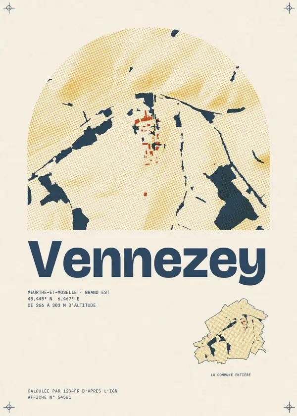 Affiche de Vennezey, calculée par 123-fr d'après l'IGN