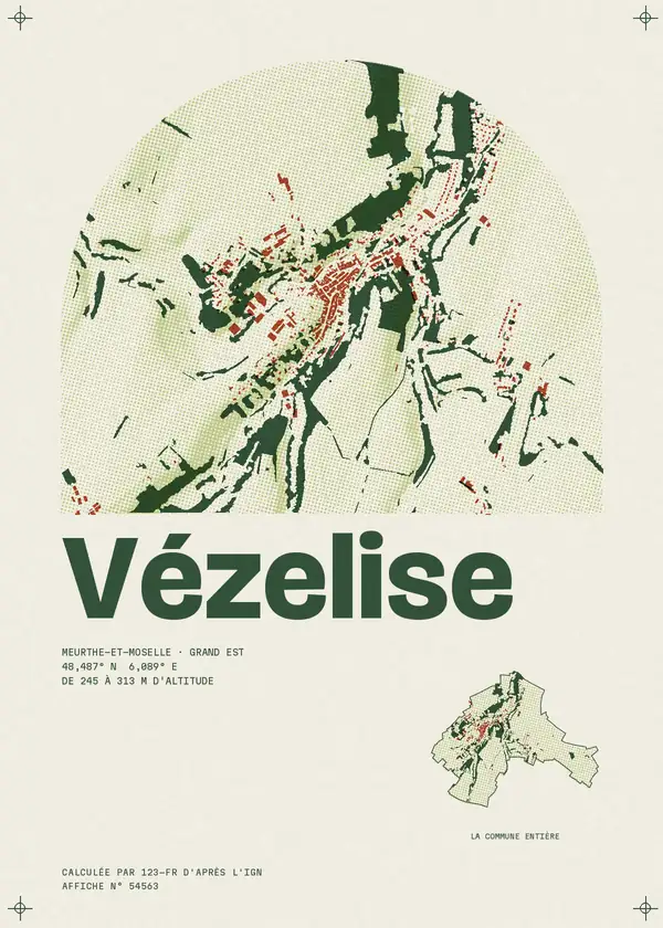 Affiche de Vézelise, calculée par 123-fr d'après l'IGN